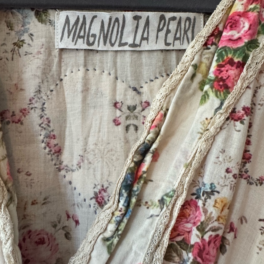 Magnolia Pearl Cream Floral Wrap Dress